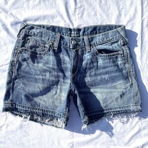 Ariat Boyfriend Cut Off Jean Shorts Womens 30 Blue Star Print 30R
